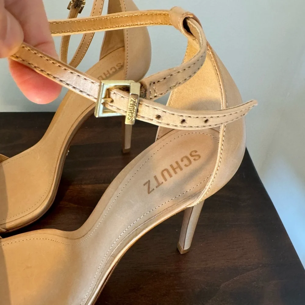 Schutz Cadey-Lee Tan Leather Ankle-Strap Sandals - Picture 10 of 13